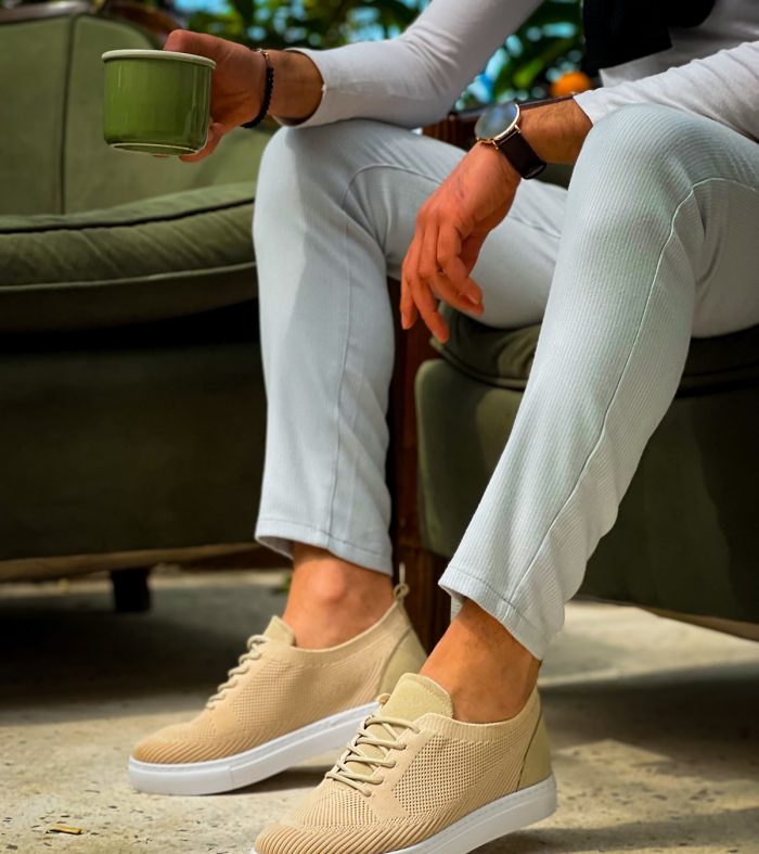 KB-101 Seykom Bej Triko Bağcıklı Günlük Erkek Ayakkabı