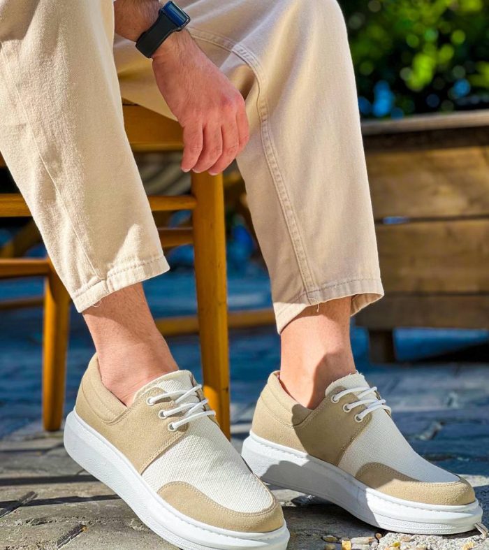 KB-042 Seykom Bağcıklı Bej Günlük Erkek Ayakkabı