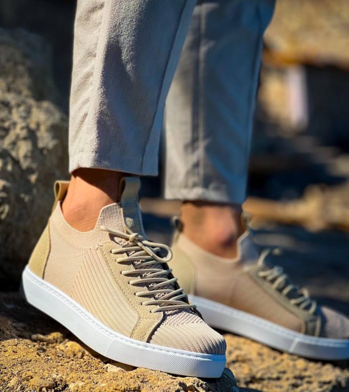 KB-112 Seykom Bej Triko Bağcıklı Günlük Erkek Ayakkabı