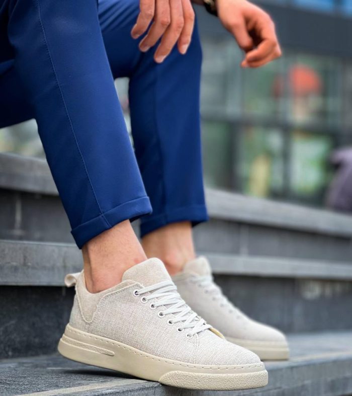 KB-X204 Seykom Bej Keten Bej Yüksek Taban Günlük Erkek Spor Ayakkabı