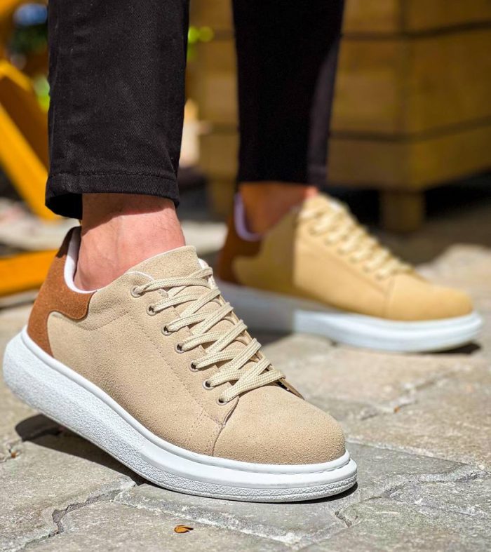 KB-X500 Seykom Bej Taba Süet Yüksek Taban Bağcıklı Günlük Erkek Ayakkabı