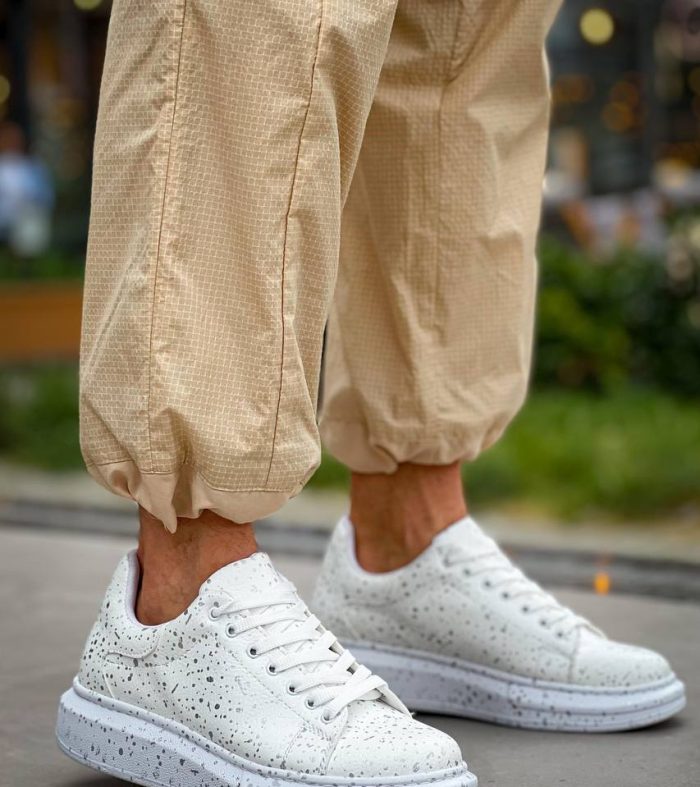 KB-X500 Seykom Beyaz Silwer Bağcıklı Günlük Erkek Ayakkabı