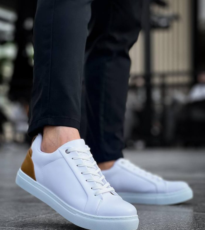 KB-BX1 Seykom Beyaz Taba Cilt Detaylı Yüksek Beyaz Taban Günlük Erkek Ayakkabı