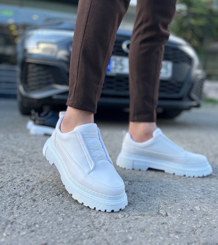 KB-703 Beyaz Cilt Lastikli Günlük Erkek Ayakkabı