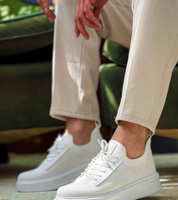 KB-116 Seykom Beyaz Bağcıklı Triko Günlük Erkek Ayakkabı