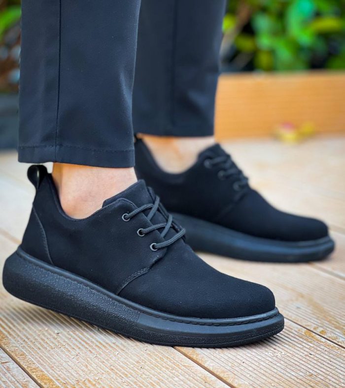 KB-003 Seykom Siyah Süet Siyah Taban Bağcıklı Günlük Erkek Ayakkabı