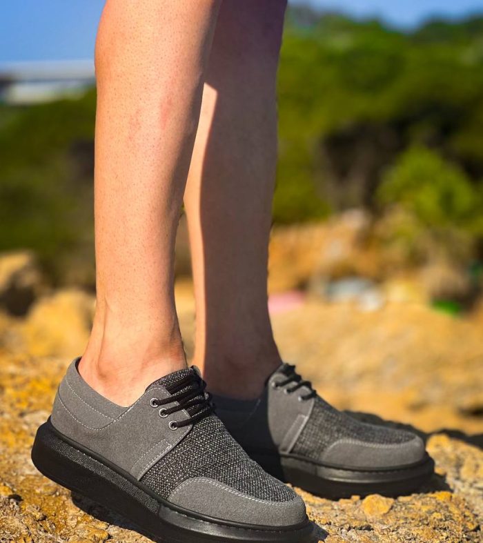 KB-042 Seykom Bağcıklı Gri Siyah Taban Günlük Erkek Ayakkabı