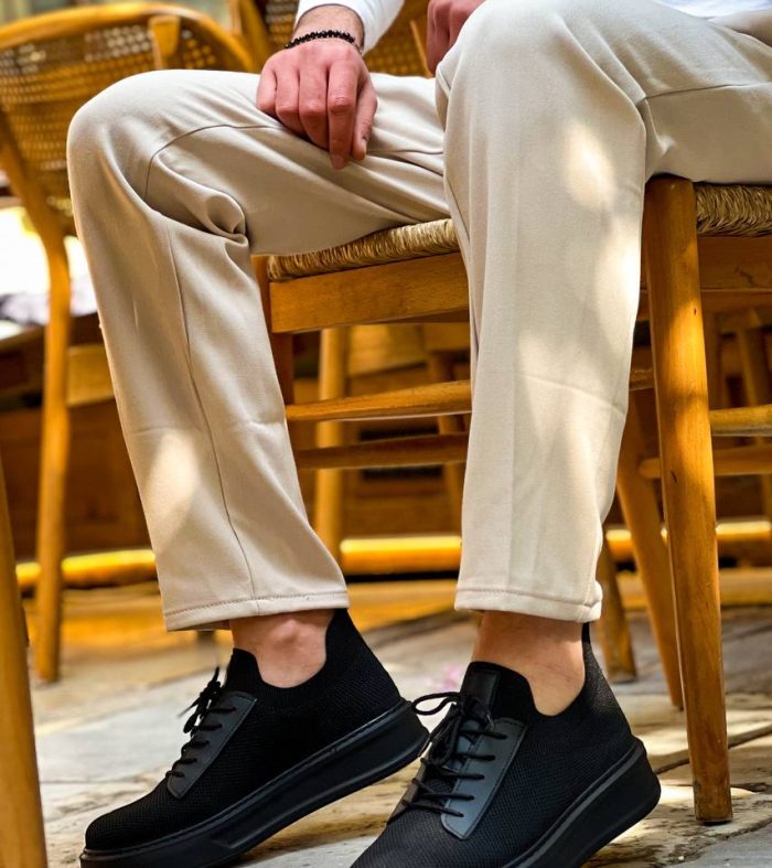 KB-116 Seykom Siyah Siyah Taban Bağcıklı Triko Günlük Erkek Ayakkabı