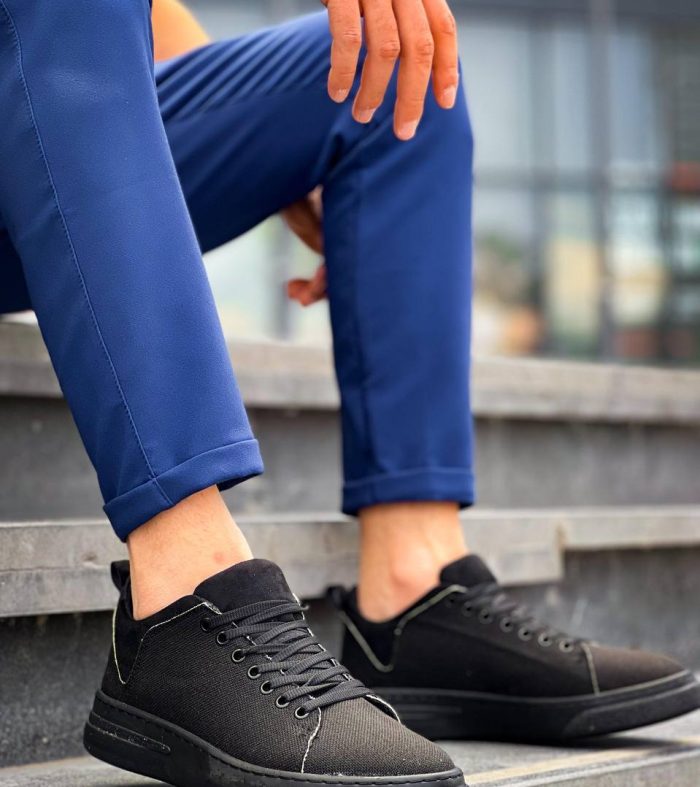 KB-X204 Seykom Siyah Keten Siyah Yüksek Taban Günlük Erkek Spor Ayakkabı