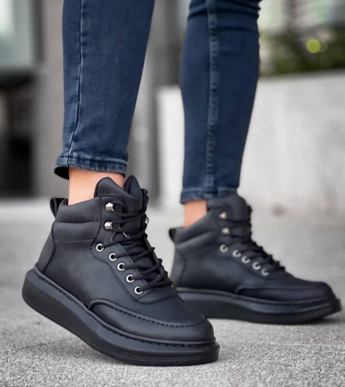 KB-0994 Seykom Siyah Cilt Siyah Yüksek Taban Erkek Bilek Bot