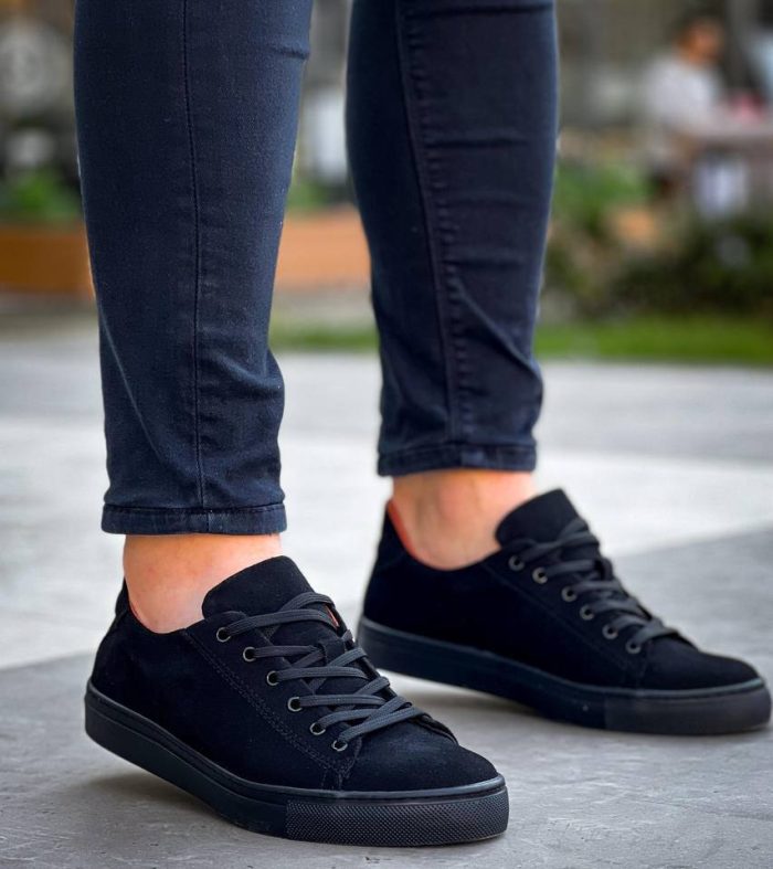 KB-122 Seykom Siyah Süet Siyah Yüksek Taban Bağcıklı Günlük Erkek Ayakkabı