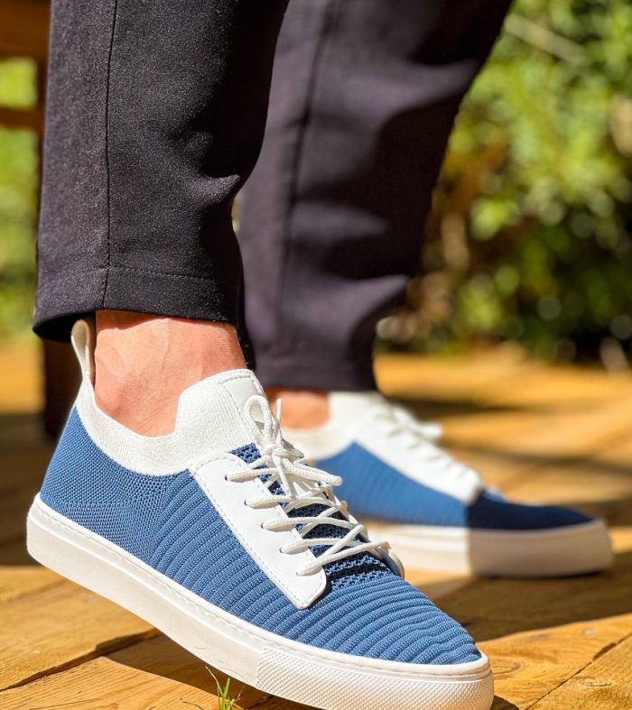 KB-110 Seykom Mavi Triko Yüksek Taban Bağcıklı Günlük Erkek Ayakkabı