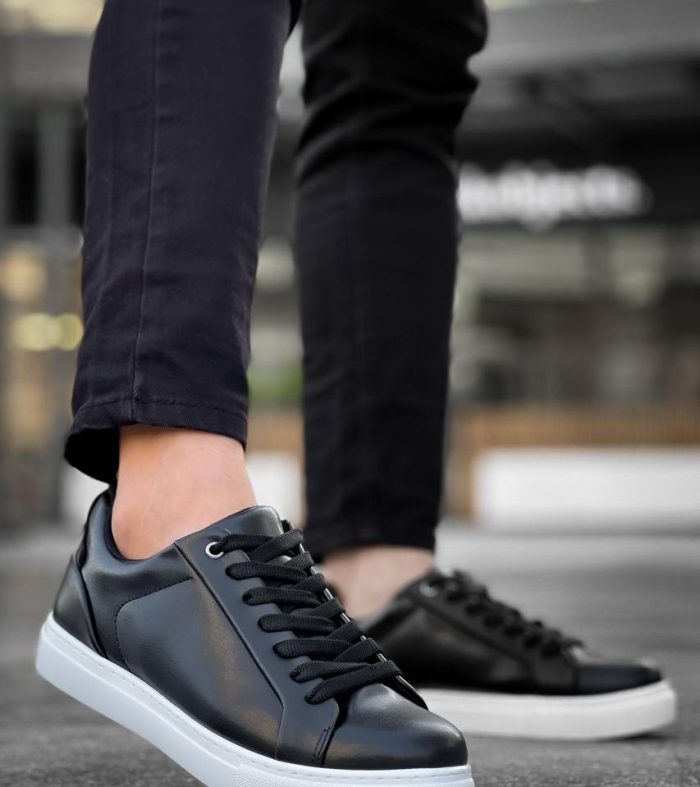 KB-BX1 Seykom Siyah Cilt Yüksek Beyaz Taban Günlük Erkek Ayakkabı