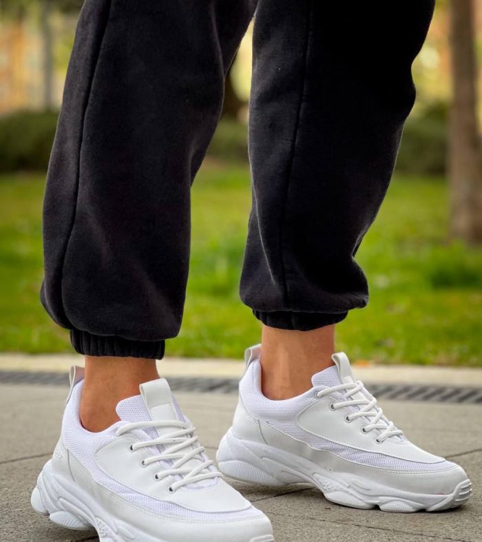 KB-707 Seykom Beyaz Cilt Yüksek Taban Bağcıklı Günlük Erkek Ayakkabı