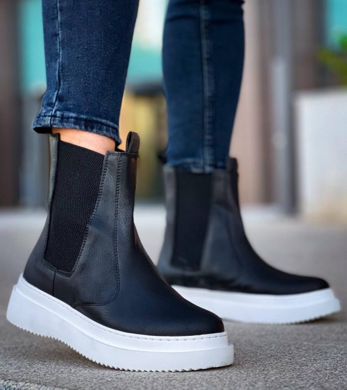 KB-0992 Seykom Siyah Cilt Yüksek Taban Lastikli Erkek Bot