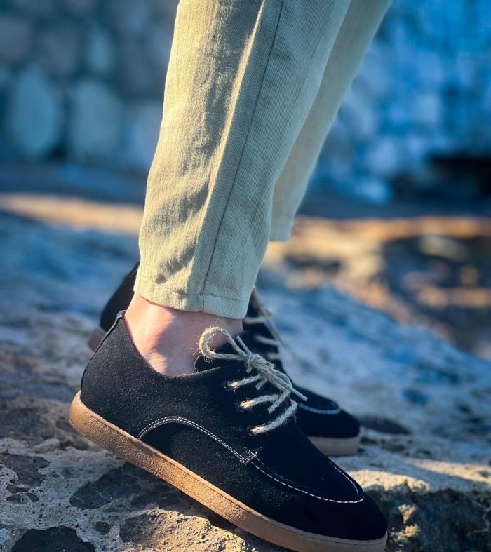 KB-X5 Seykom Siyah Süet Bağcıklı Günlük Erkek Ayakkabı