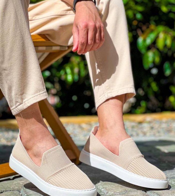 KB-114 Seykom Bej Triko Yüksek Taban Bağcıksız Günlük Erkek Ayakkabı