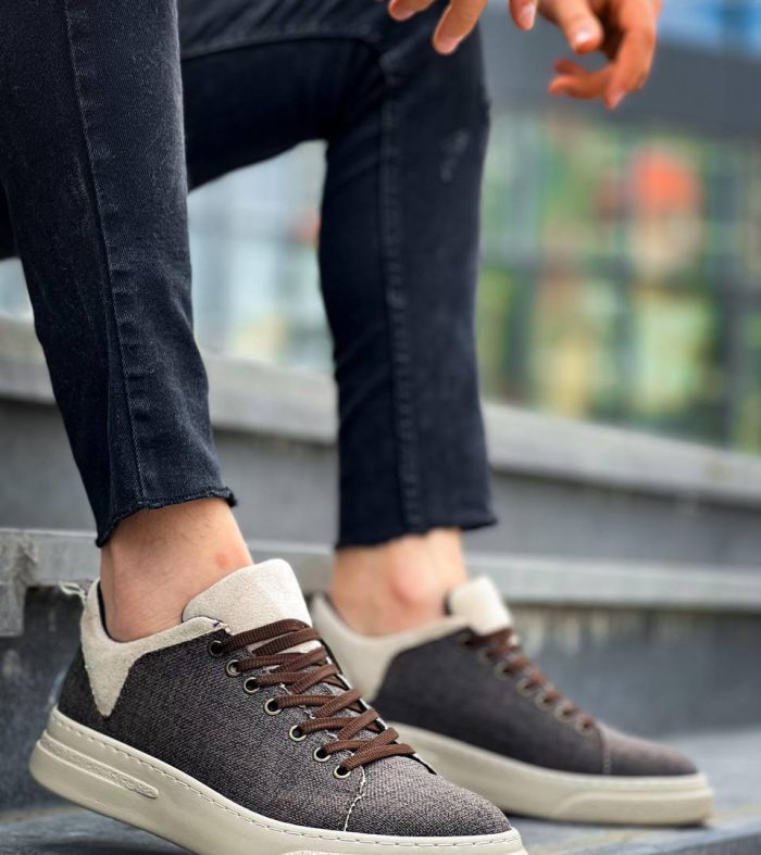 KB-X204 Seykom Taba Bej Keten Bej Yüksek Taban Günlük Erkek Spor Ayakkabı