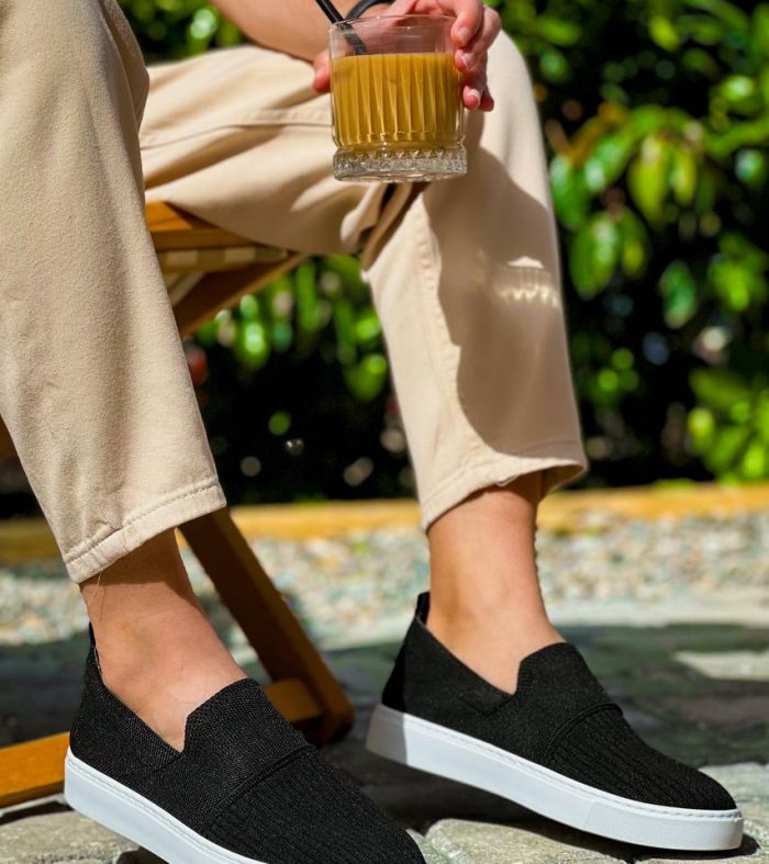 KB-114 Seykom Siyah Triko Yüksek Taban Bağcıksız Günlük Erkek Ayakkabı