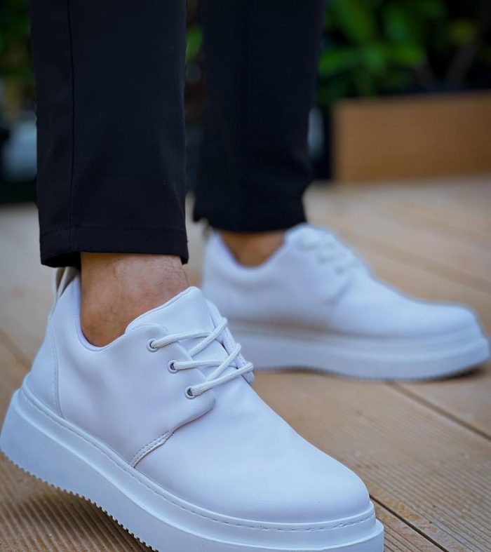 KB-X3 Seykom Beyaz Cilt Bağcıklı Günlük Erkek Ayakkabı