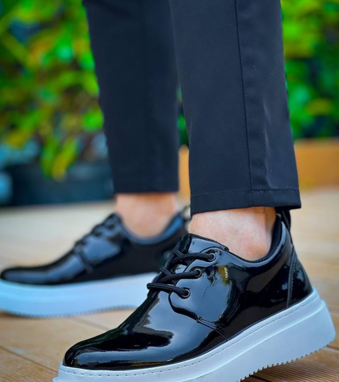 KB-X3 Seykom Siyah Rugan Bağcıklı Günlük Erkek Ayakkabı