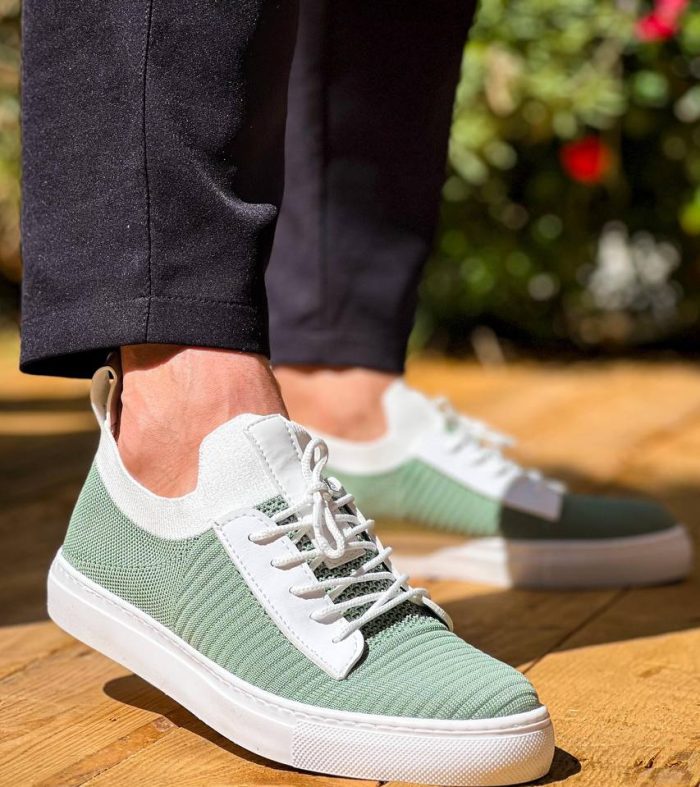 KB-110 Seykom Yeşil Triko Yüksek Taban Bağcıklı Günlük Erkek Ayakkabı