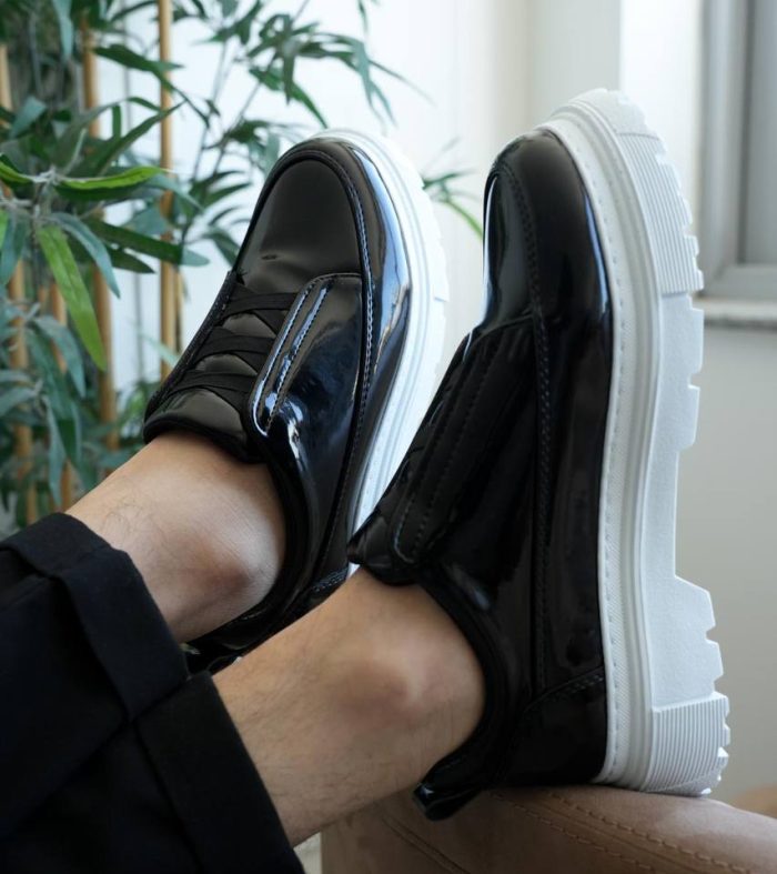 KB-703 Seykom Siyah Rugan Lastikli Günlük Erkek Ayakkabı